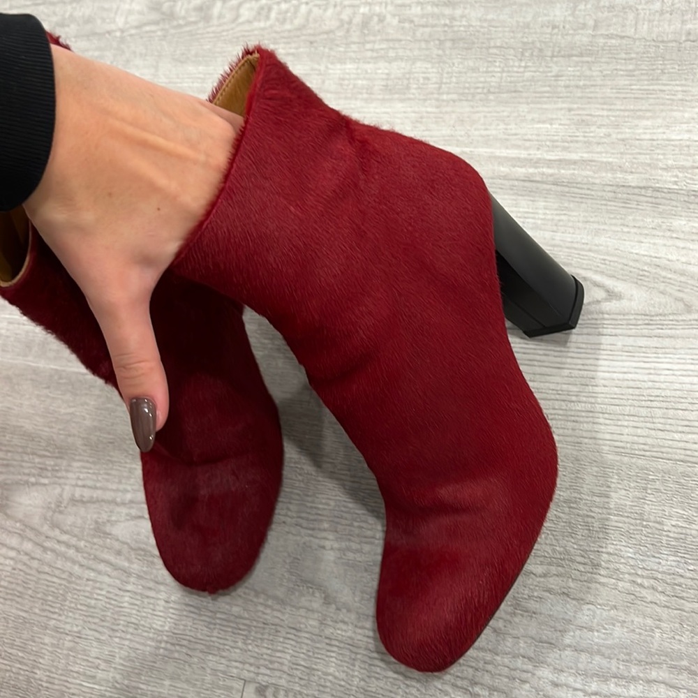 IRO red pony hair booties